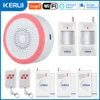 KERUI Tuya Smart Home Alarm Hub WiFi Wireless Siren Alarm Kit with Motion Detector Door Sensor Support Alexa for Home Security