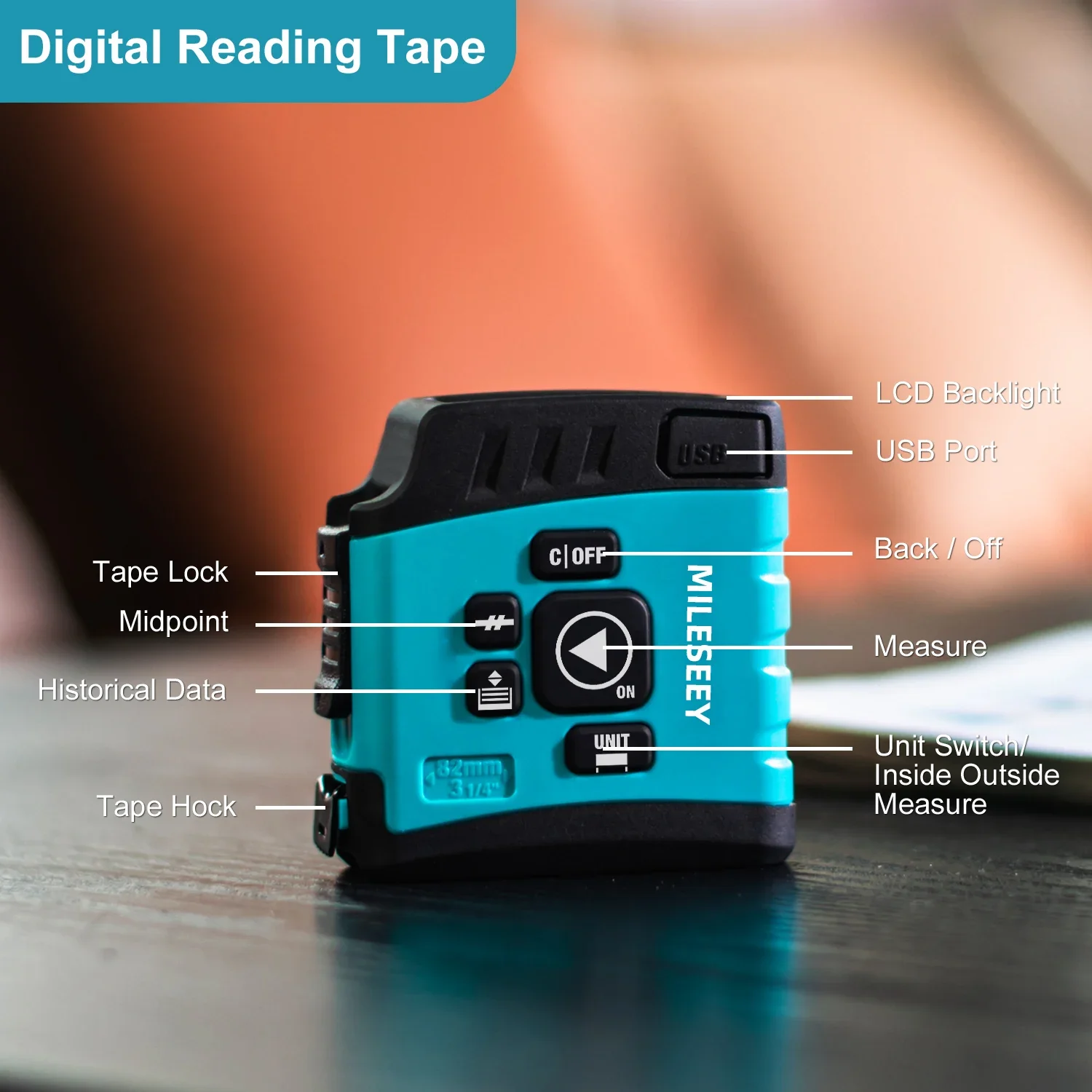 Mileseey DT20 BLUETOOTH Laser tape measure Smart Digital display trena laser Measuring tape with Bluetooth - Image 5