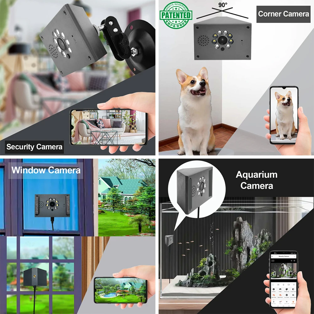 Ycc365plus Wifi Camera Triangle Support Wall Corner Glass Amount Color Night Vision Motion Detection Easy Set Up Bird House Use - Image 2