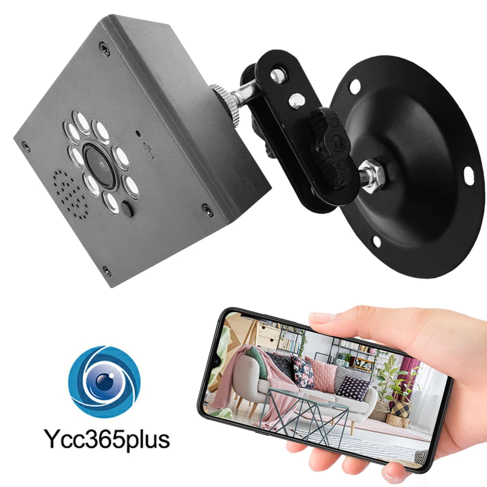Ycc365plus Wifi Camera Triangle Support Wall Corner Glass Amount Color Night Vision Motion Detection Easy Set Up Bird House Use