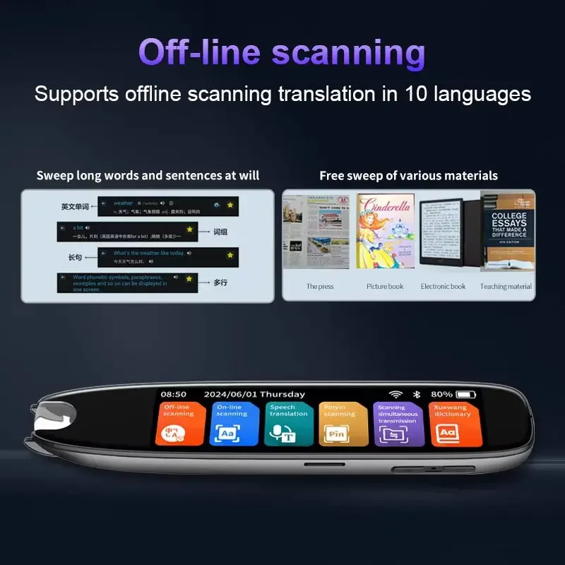 S65 Translation Pen Real Time Intelligent Text Scanning Point Reading Learning Smart Voice Translator Device Recording Pen - Image 2